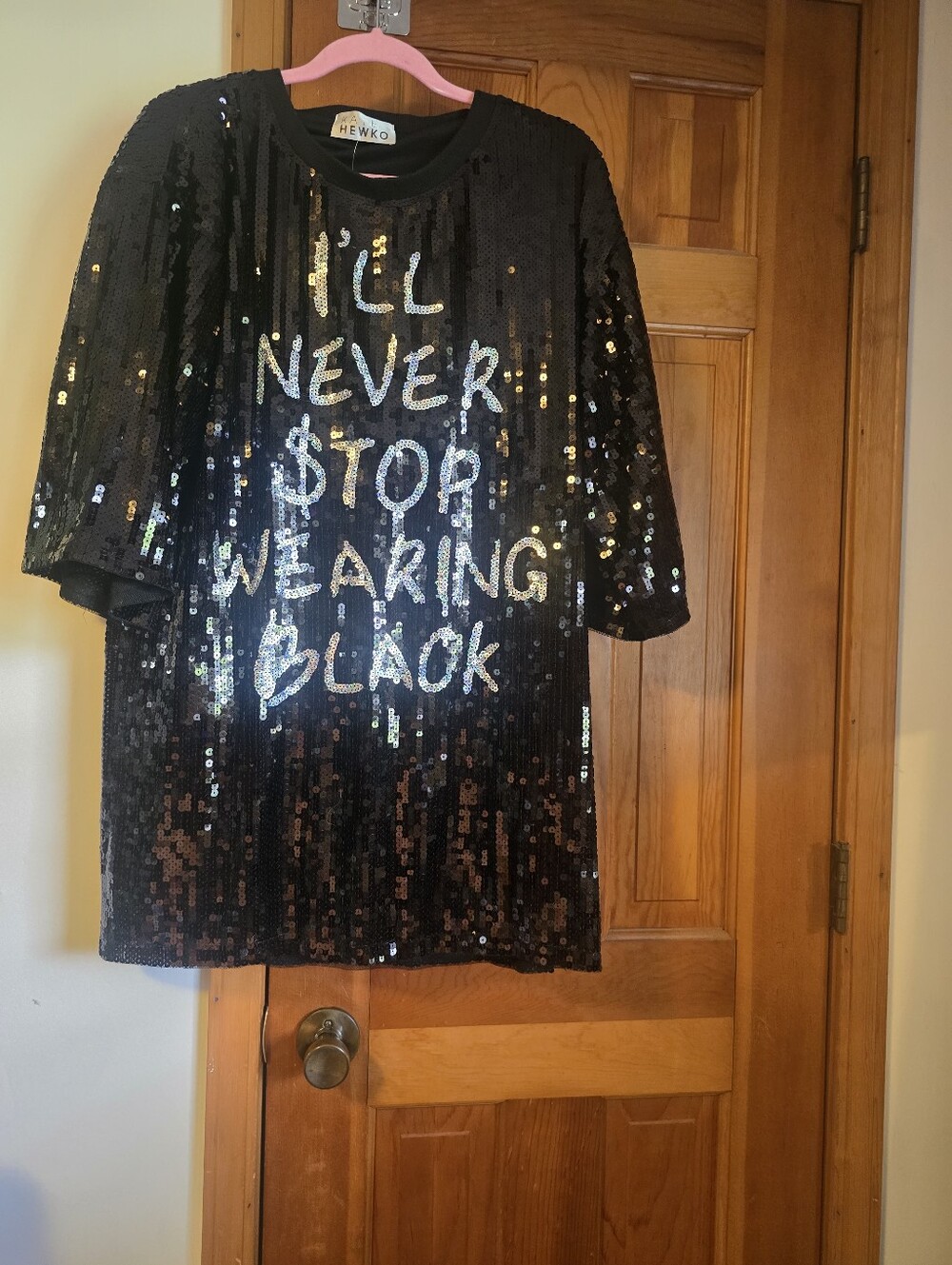 Kate Hewko Sequined Black Statement Tee - Dress 'I'll Never Stop Wearing Black'